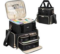 Jaffzora Large Medicine Bag with 2 Removable Cases, Medication Travel Bag with Multiple Storage Sections for Prescription Bottles, Vitamins & Medical Supplies, Black