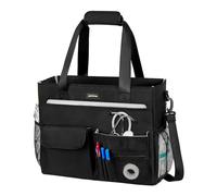 Jaffzora Nurse Tote Bag for Work with Padded Laptop Sleeve, Large Clinical Bag for Nursing Students, Nursing Essentials for Doctor & Home Health Care Staff, Diaper Changing Tote Bag,Black, Black, XL