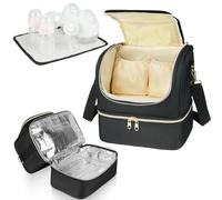 Jaffzora Portable Breast Pump Bag, Built-in Cooler & Ice Pack, Compatible with Willow/Elvie/Medela, Water-Resistant, Black