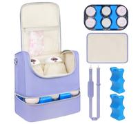 Jaffzora Wearable Breast Pump Bag with Cooler Compartment Fits for Willow/Elvie/Momcozy M5/S12 Pro/Medela, Breast Milk Travel Tote Bag with Ice Pack & Waterproof Mat,Purple