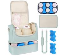 Jaffzora Wearable Breast Pump Bag with Cooler Compartment Fits for Willow/Elvie/Momcozy M5/S12 Pro/Medela, Breast Milk Travel Tote Bag with Ice Pack & Waterproof Mat,Mint Green