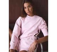 Jag Cotton Blend Side Stripe Relaxed Cropped Sweatshirt Pink