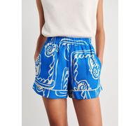 Jag Pure Linen Printed High Waisted Shorts Blue