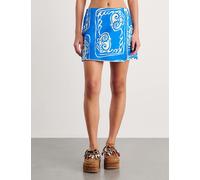 Jag Pure Linen Printed Mini Wrap Skirt Blue