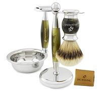 Jag Shaving Kit for Men - Gifts for Men’s Shaving Kit Safety Razor Double Edge Resin Material Shaving Brush with Shaving Bowl & Stand + Razor Head Cover Shaving Gift Set