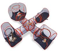 Jagahaha 5-in-1 Outdoor Cat Playpen Set - Massive 300 x 300 x 120 cm Catio kitten Outdoor Enclosure with Hexagon Tent, Triangle Tent & Cross Tunnel - Portable Pop-Up feline Enclosure for Outside