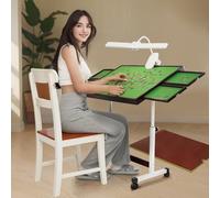 JAGAHAHA Jigsaw Puzzle Table, Height Adjustable Tilting Board, Drawers, LED light, Casters Wheels
