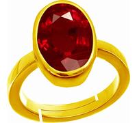 JAGDAMBA GEMS 10.25 Ratti 9.34 Carat Certified Unheated Untreated Quality Natural Burma Ruby Manic Gemstone Ring for Men and Women Gold Plated Ruby Gold Plated Ruby