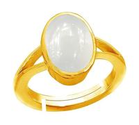 JAGDAMBA GEMS 11.25 Ratti 10.24 Carat Precious Original Moonstone Gemstone Certified Unheated Untreated Quality Natural Rainbow Moonstone Gemstone Ring Gold-Plated Moonstone