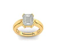 JAGDAMBA GEMS 12.25 Carat 11.24 Ratti Gold Plated Ring, Natural White Sapphire Stone, Certified Safe Pukhraj Adjaistaible Ring, Birthstone, Precious Loose Gemstone Lab