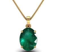 JAGDAMBA GEMS 14.25 Ratti 13.00 Carat Lab Certified Natural Emerald Loose Gemstone Panna Gold Plated Pendant Locket for Men and Women {Astrological Purpose}, Natural