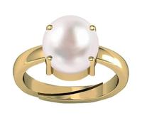 JAGDAMBA GEMS 3.50 Carat Natural Pearl Original Certified Moti Adjustable Astrological Panchhdhaatu/Ashtadhatu Gold Plated Ring for Men and Women, Natural Pearl Moti Gemstone Pearl,
