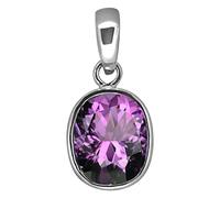 JAGDAMBA GEMS 4.25 Ratti 3.30 Carat Natural Amethyst Pendant A Quality Silver Plated Locket for Men and Women Silver Plated Natural Amethyst Gemstone Silver Plated Natural Amethyst Gemstone