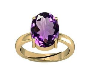 JAGDAMBA GEMS 5ct AA Quality Adjustable Gold Ring, GGTL Certified, Natural Amethyst (Pear Shape), Gold Plated, Amethyst, Gold Plated, Amethyst, Amethyst, Amethyst, Gold Plated, Amethyst
