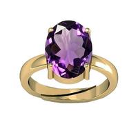 JAGDAMBA GEMS 5ct AA Quality Adjustable Gold Ring, GGTL Certified, Natural Amethyst (Pear Shape), Gold Plated, Amethyst, Gold Plated, Amethyst, Amethyst, Amethyst, Gold Plated, Amethyst