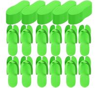 JaGely 100 Pairs Disposable Pedicure Slippers Bulk EVA Disposable Flip Flops Kit Spa Pedicure Sandals Guest Slippers Spa for Adult Foot Nail Salon Party Supplies Travel Hotels Home(Green,0.3cm)