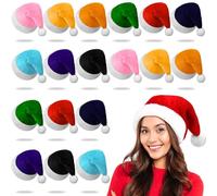 JaGely 18 Pack Plush Santa Hats Christmas Colorful Gnome Hat Xmas Dwarf for Adults Men Women Holiday Party Supplies Christmas Hats Adults