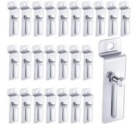 JaGely 30 Pcs Slatwall Hooks Metal Hanging Hooks Commercial Slatwall Utility Notch Hooks Picture Hanger for Pegboard Photo Frame Display Painting Art Accessories (Silver)