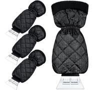 JaGely 4 Pack Ice Scrapers with Glove for Cars Windshield with Mitt Snow Scraper Remover with Glove Waterproof Warm Car for Auto Truck Window (Black)