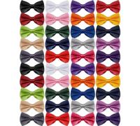 JaGely 40 Pcs Bow Tie for Men Pre-tied Adjustable Tuxedos Bowtie Formal Clip on Bow Satin Bowtie for Costume Wedding Party, Multicolor, 12 x 7 cm/ 4.72 x 2.75 inches
