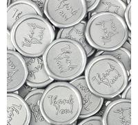 JAGERGREEN 24 Pcs Silver Self-Adhesive Wax Seal Stickers for Wedding Invitations, Gift Wrapping, Letters, Cards, Packages, Decoration (Thank You)