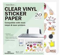 JAGERGREEN Clear Printable Vinyl Sticker Paper for Inkjet & Laser Printer, 20 Sheets 8.5x11 Inch 95% Glossy Transparent Vinyl Sticker Paper Waterproof for Custom Stickers, Labels, Decals