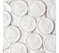 JAGERGREEN Wax Seal Stickers for Wedding Invitation, 24 Pcs White Self Adhesive Sealing Wax Sticker, Envelope Seal Stickers with Olive Branch Pattern for Gift Wrapping, Cards, Packages, Christmas
