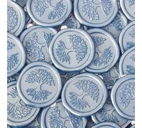 JAGERGREEN Wax Seal Stickers for Wedding Invitations, 24 Pcs Blue Self Adhesive Sealing Wax Envelope Seal Stickers for Gift Wrapping, Letters, Cards, Packages, Decoration (Life Tree)