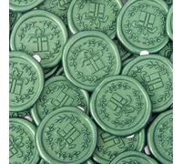 JAGERGREEN Wax Seal Stickers for Wedding Invitations, 24 Pcs Green Self Adhesive Sealing Wax Envelope Seal Stickers for Gift Wrapping, Letters, Cards, Packages, Decoration (Gift)