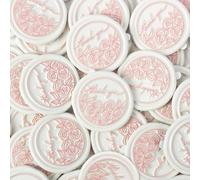 JAGERGREEN Wax Seal Stickers for Wedding Invitations, 24 Pcs Self Adhesive Sealing Wax Envelope Seal Stickers with Colors and Patterns for Gift Wrapping, Cards, Packages, Christmas (Rose)