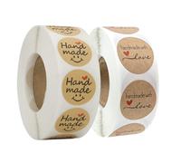 JAGETRADE 1000Pcs Round Kraft Handmade with Love Thank You Stickers Adhesive Label Seals Scrapbook DIY for Baking Party Wedding Decor Gifts