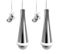 JagFond 2 Pack Bathroom Light Pull, Thanksgiving Gift Teardrop Chrome Pull Cord Handle with 150cm Long Nylon White String Extension Pendant Weight Cord Replacement for Bathroom Toilet Ceiling Light