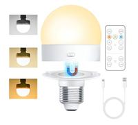 JagFond Rechargeable Light Bulb, 12RGB 3 Color Temperature, Dimmable Remote Control, Type C Fast Charging Magnetic LED Light for Bedside, Table Lamps, Non Hardwired Lamps