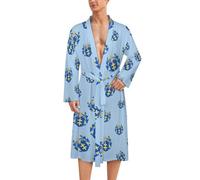 Jagiellonian Dynasty Coat of Arms Mens Bathrobe Long Bath Robe Warm Spa Robe Nightgown Soft with Waist Belt