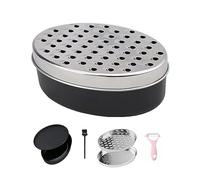 JAGKUL Cheese Grater Kitchen Equipment - Stainless Steel Vegetable Chopper Cheese Grater with Container and Lid + Peeler, Graters for Kitchen, Home Gadgets for Smart Home (Black)