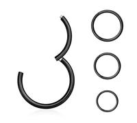 jagosen Black Nose Ring Hoop 18g 8PCS Titanium Thin Small Nose Septum Ring Lip Ring Eyebrow Cartilage Helix Conch Piercing Jewellery For Women Men 8mm/10mm/12mm/14mm
