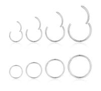 jagosen Black Nose Ring Hoop 18g 8PCS Titanium Thin Small Nose Septum Ring Lip Ring Eyebrow Cartilage Helix Conch Piercing Jewellery For Women Men 8mm/10mm/12mm/14mm