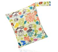 Jagowa 1 Piece Baby Wet Bag Waterproof Moisture-proof Washable Portable Diaper Bag Storage Bag with Zipper for Swimsuits, Dry or Wet Clothes (Flower)