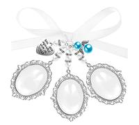 Jagowa 1 Piece Bowknot Photo DIY Pearl Heart Gem Holder Angel Pendant Brooch Oval Bouquet Charm Pin Wedding Boutonniere for Mother of Bride Mother Day, 3 Photos