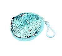 Jagowa 1 Piece Mini Sequin Coin Purse Glitter Round Hook Small Wallet Handbags for Kids Girls Women Party Gifts (Light Blue)