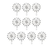 Jagowa 10 Pcs Rhinestone Pearl Embellishments Pearls Flower Fashion Advanced Round Brooches Accessories Decoration for Clothes Bags Gifts (Silver)