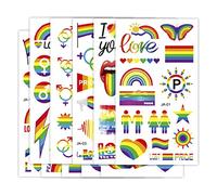 Jagowa 10 Sheets Rainbow Stickers, LGBTQ Waterproof Temporary Gay Tattoos for Party Parades Decorations (Style B)
