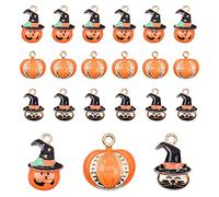 Jagowa 18Pcs Halloween Charms - DIY Pumpkin, Witch & Cat Alloy Ornaments for Keychains and Decorations