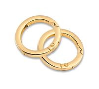 Jagowa 2 Pcs Light Gold Spring Ring Key Round Metal Snap Clip Strap Belt Buckle for Bag Wallet Keychain 1 Inch