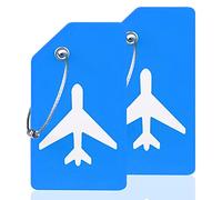 Jagowa 2 Pcs Silicone Luggage Tags Suitcase Tags Soft Glue Boarding Pass Personalized Travel Tag Silicone Consignment Tag Luggage Box Tag (Blue)