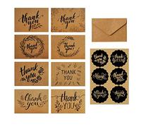 Jagowa 24 Pcs Thank You Cards with Envelopes & Stickers, Rustic Greeting Card Set for Birthday, Wedding, Graduation, Anniversary