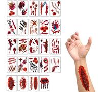 Jagowa 24 Sheets Halloween Temporary Tattoo Stickers for Scary Makeup and Costume Play - Waterproof and Easy to Apply - Perfect for Halloween Parties and Decorations - Boys and Girls