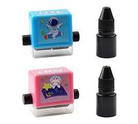 Jagowa 2PCS Roller Digital Teaching Stamp Addition and Subtraction Reusable Math Educational Toy Stamp Math Exercises Pink Blue