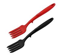 Jagowa 2pcs Silicone Fork, Black, 29.5cm, Nonstick, Dishwasher Safe, Heat Resistant (-40 to 230°C), Multifunctional Cooking Fork