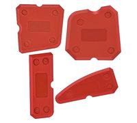 Jagowa 4-Piece Sealant Dressing Tool Kit - Multi-Edge Silicone Applicator for Kitchen & Bathroom Caulking (Red)